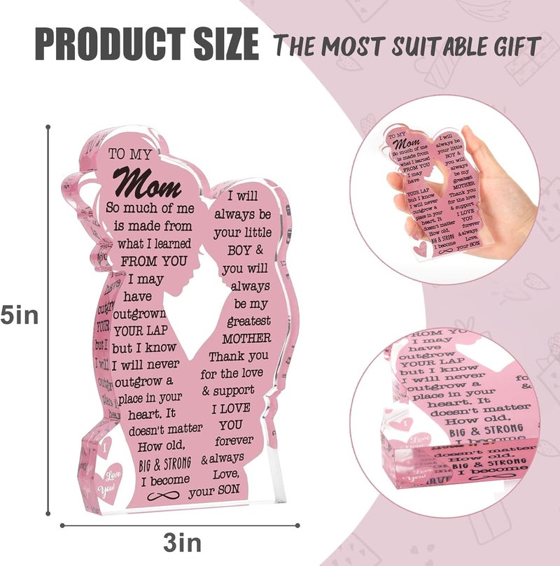 LuoHere Mom Gifts Valentines Birthday Gift from Son, Mom Birthday Gift Ideas Cool I Love Mom Best Mom Ever Gifts New Mom Single Mom Mama Christmas Easter Mother's Day Gift 2025 Acrylic Plaque Sign - Image 4